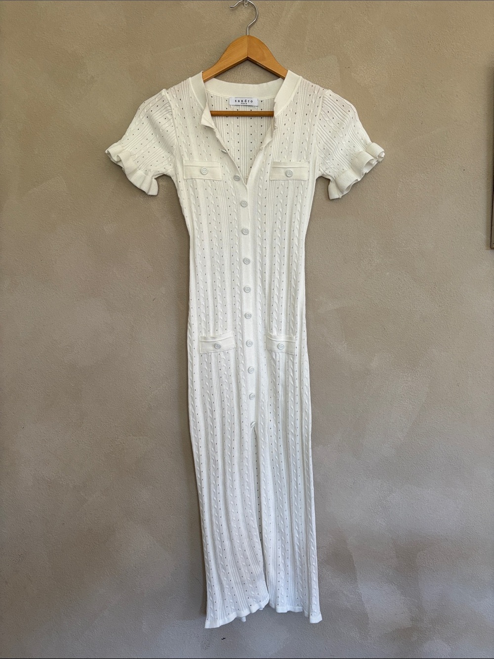 Sandro Paris knit button front midi dress